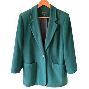 Louben‎ Wool Cashmere Blend Button Front Blazer Women's Size 12 +Stained Lining+